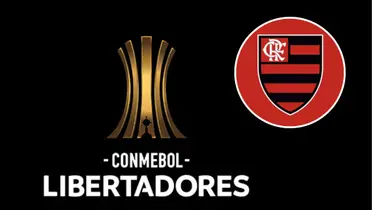 Logo da Libertadores e o escudo do Flamengo ao lado