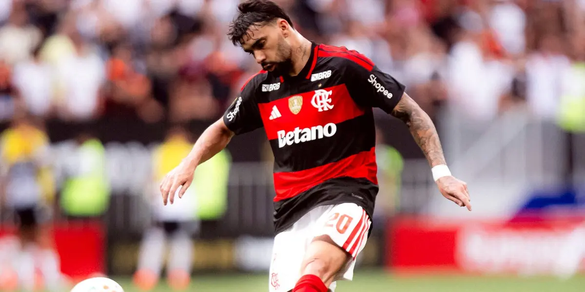 Lucas Paquerá em partida contra o Corinthians pela Supercopa. Foto: Pedro Werneck/Lance!
