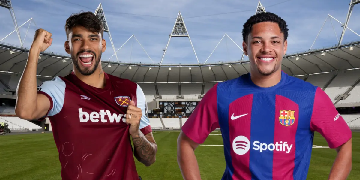 Lucas Paquetá no West Ham e Vitor Roque com a camisa do Barcelona