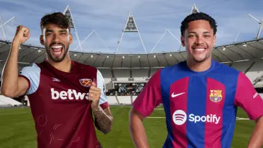 Lucas Paquetá no West Ham e Vitor Roque com a camisa do Barcelona