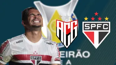 Luciano com a camisa do São Paulo e os exudos do Atlético-GO e São Paulo