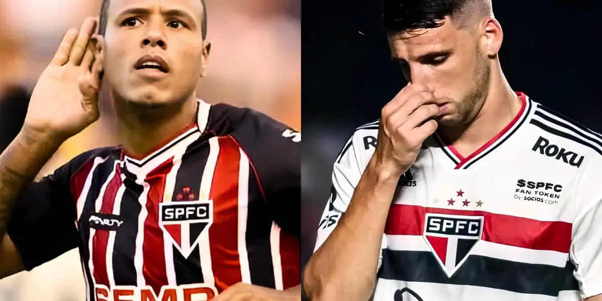 Luis Fabiano e Calleri com a camisa do São Paul