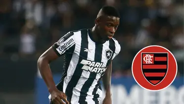 Luiz Henrique e ao lado o escudo do Flamengo