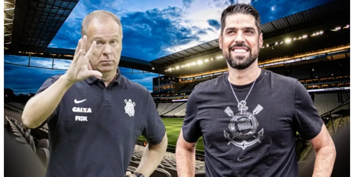 Mano Menezes e António Oliveira com a camisa do Corinthians