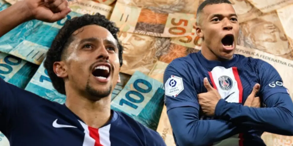 Marquinhos e Mbappé com a camisa do PSG