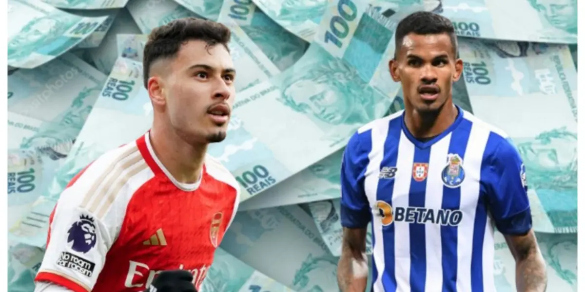 Martinelli com a camisa do Arsenal e Galeno com a camisa do Porto