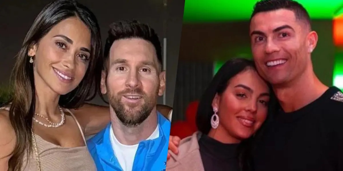 Messi ao lado de Antonella e CR7 com Georgina