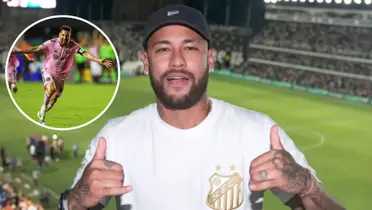 Messi em ação pelo Inter Miami e Neymar com a camisa do Santos na Vila Belmiro