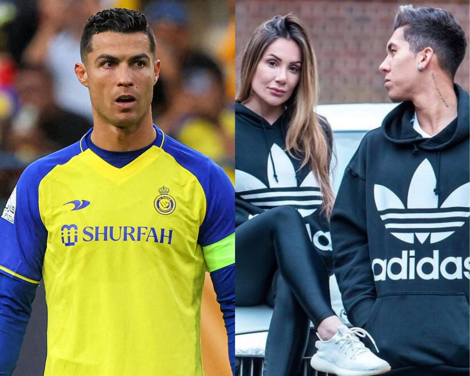 Nas redes sociais, uma foto do atacante Roberto Firmino ao lado de sua esposa, Larissa Pereira, e de seu luxuoso Rolls Royce Phantom