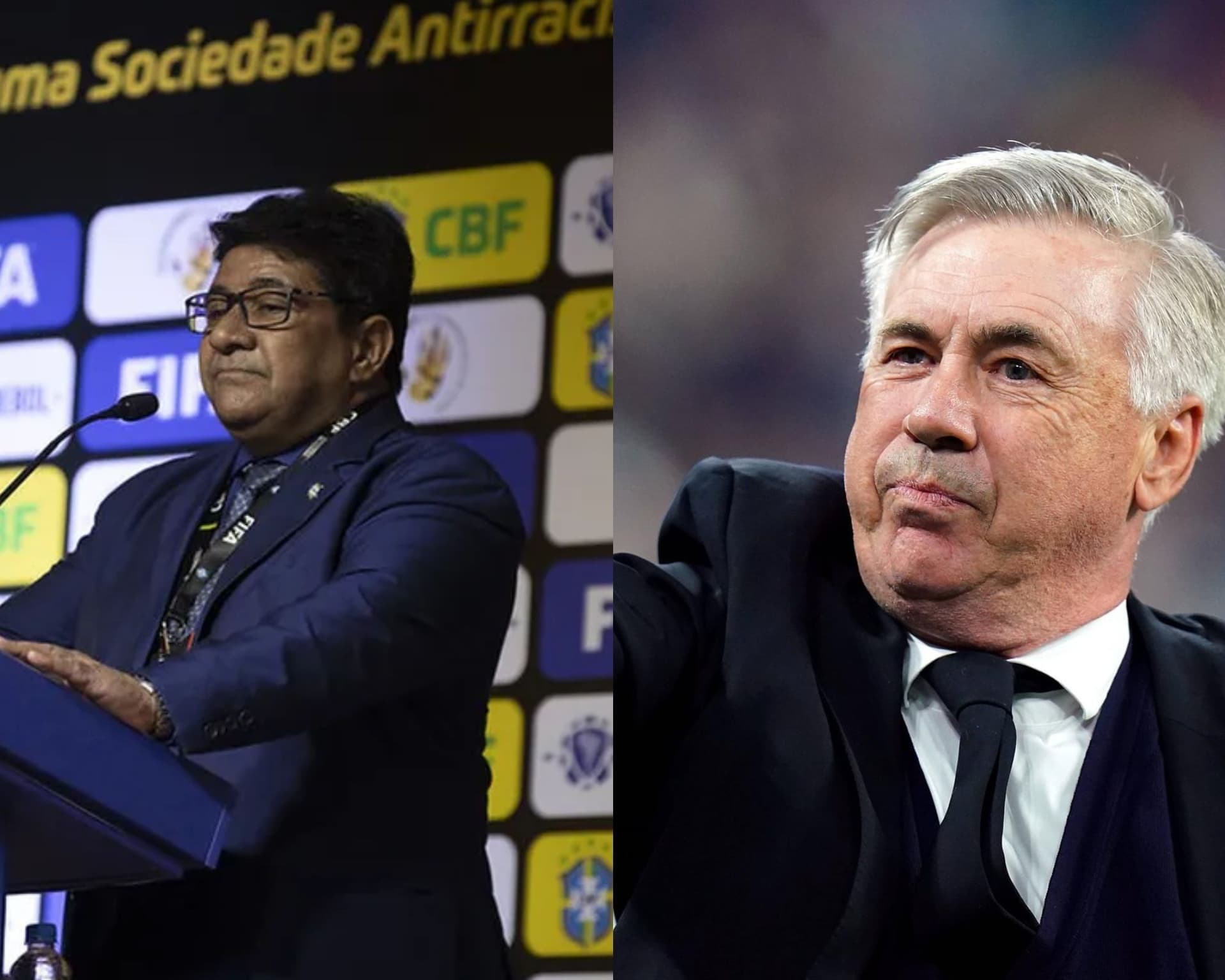 Nesta terça-feira, o presidente da Confederação Brasileira de Futebol (CBF), Ednaldo Rodrigues, reiterou contratar Carlo Ancelotti