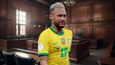 Neymar chorando com a camisa da Seleção Brasileira