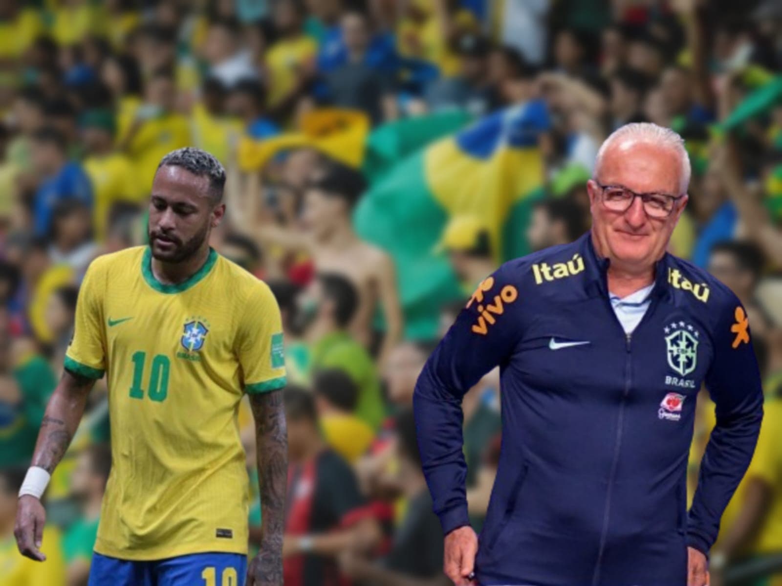 Neymar com a camisa da Seleçao Brasileira e Dorival Júnior