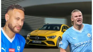 Neymar com a camisa do Al-Hilal e Haaland com a camisa do Manchester City