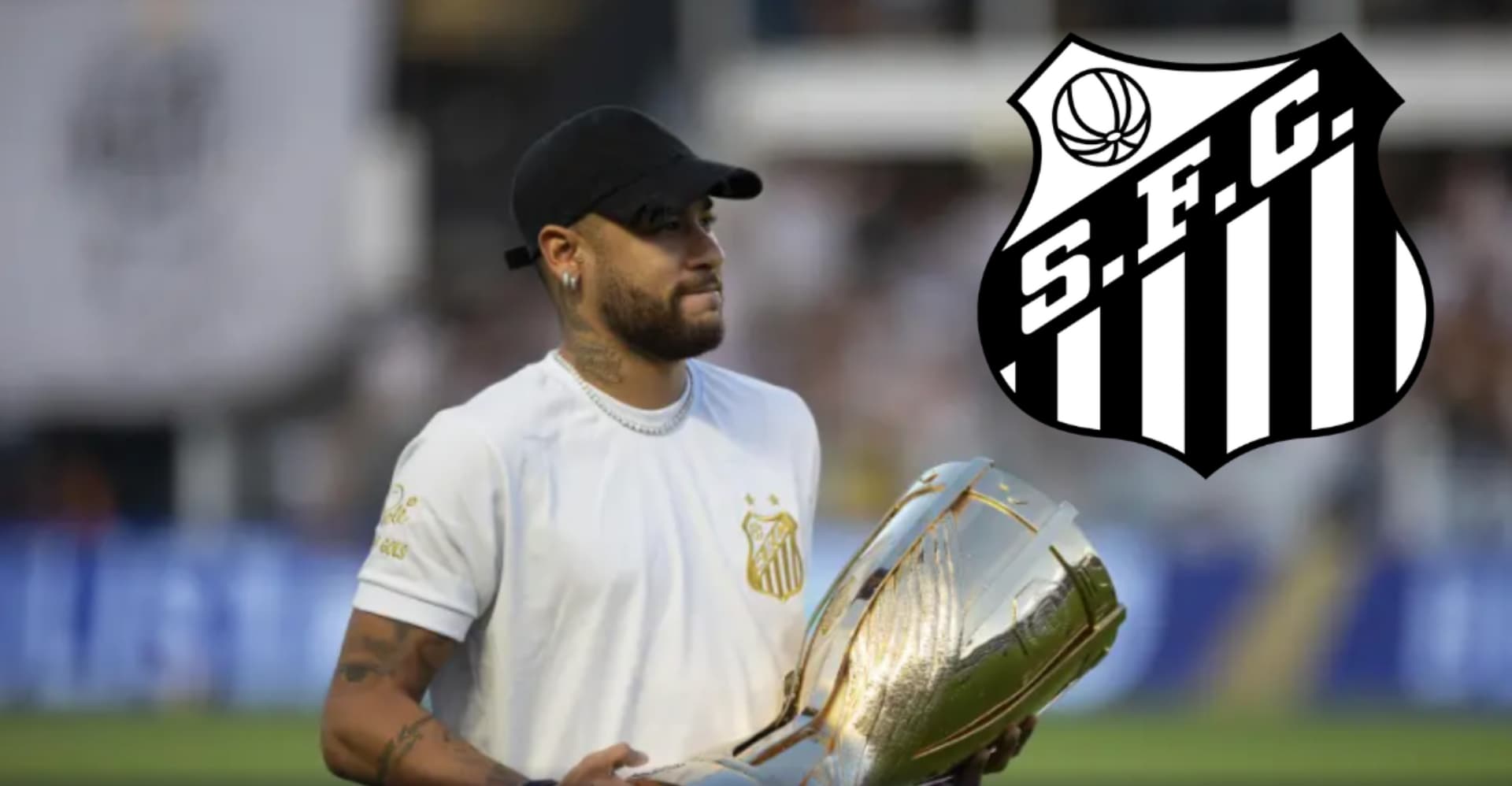 Neymar com a taça do Campeonato Paulista 2024