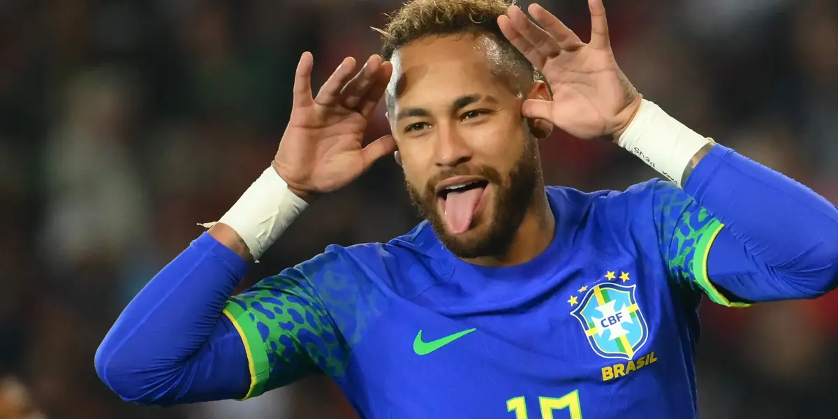 Neymar comemora gol pela Seleção Brasileira