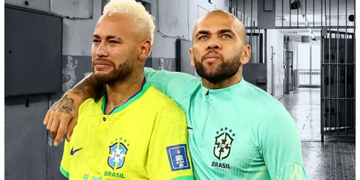 Neymar e Dani Alves com a camisa da Seleção Brasileira