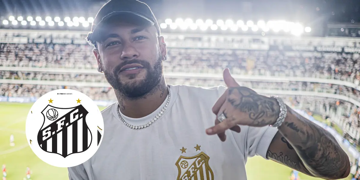Neymar e escudo do Santos