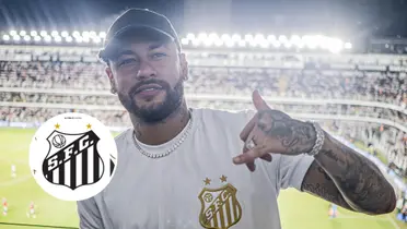 Neymar e escudo do Santos