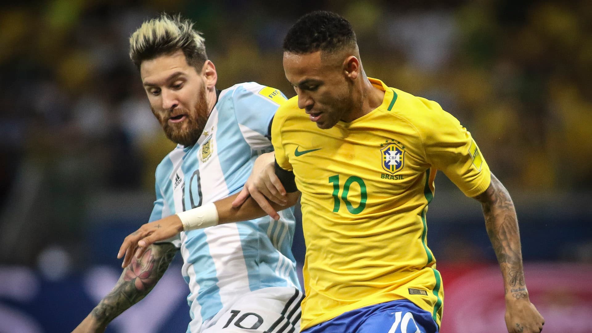 Neymar e Messi já brilharam no clássico Brasil e Argentina