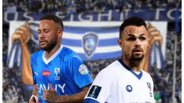 Neymar e Michael com a camisa do Al-Hilal