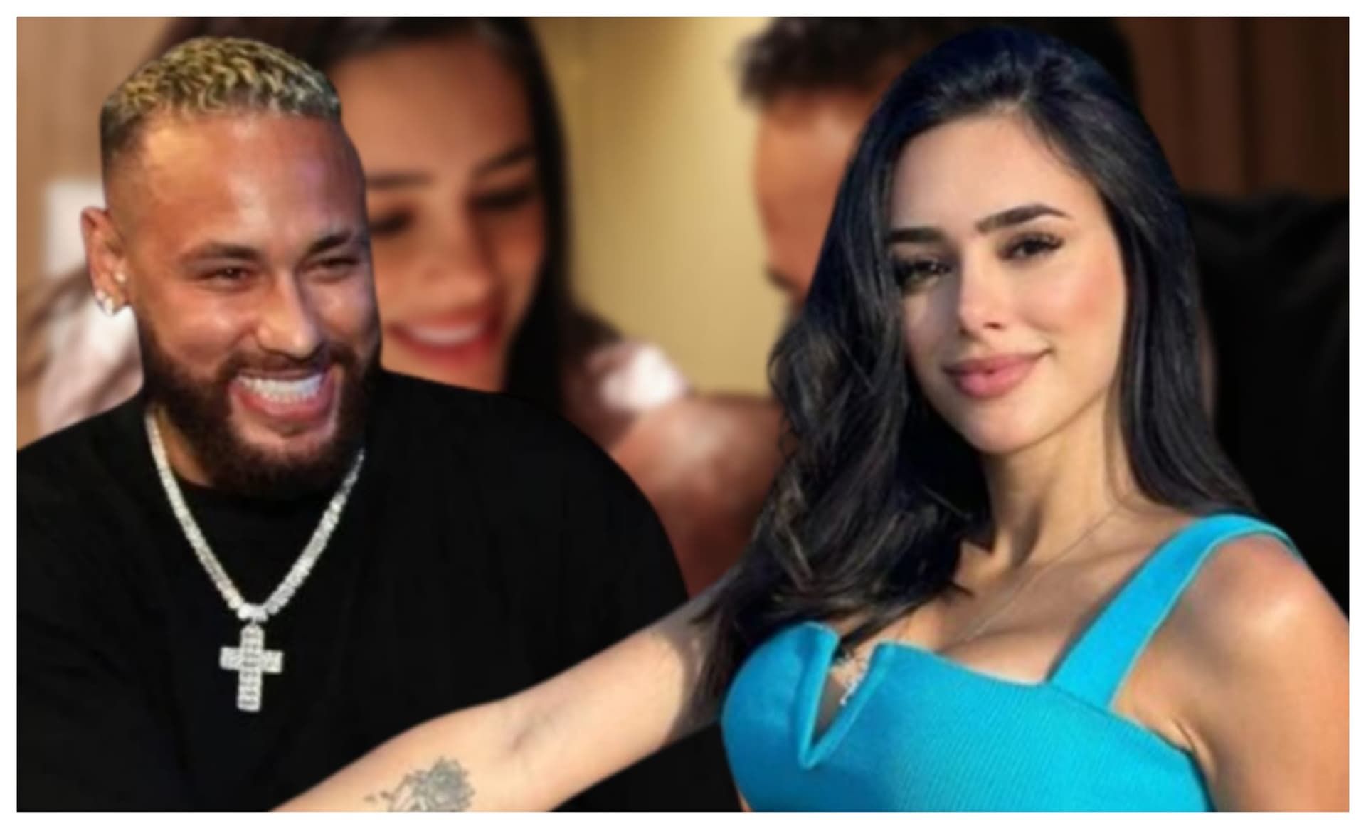 Neymar feliz e Bruna Biancardi feliz