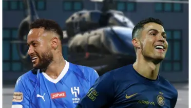 Neymar feliz e Cristiano Ronaldo com a camisa do Al-Nassr