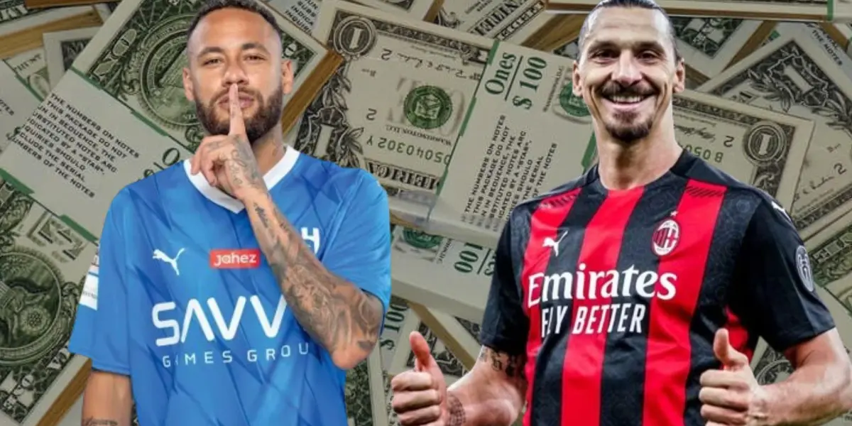 Neymar Júnior e Zlatan Ibrahimovic com dinheiro no fundo