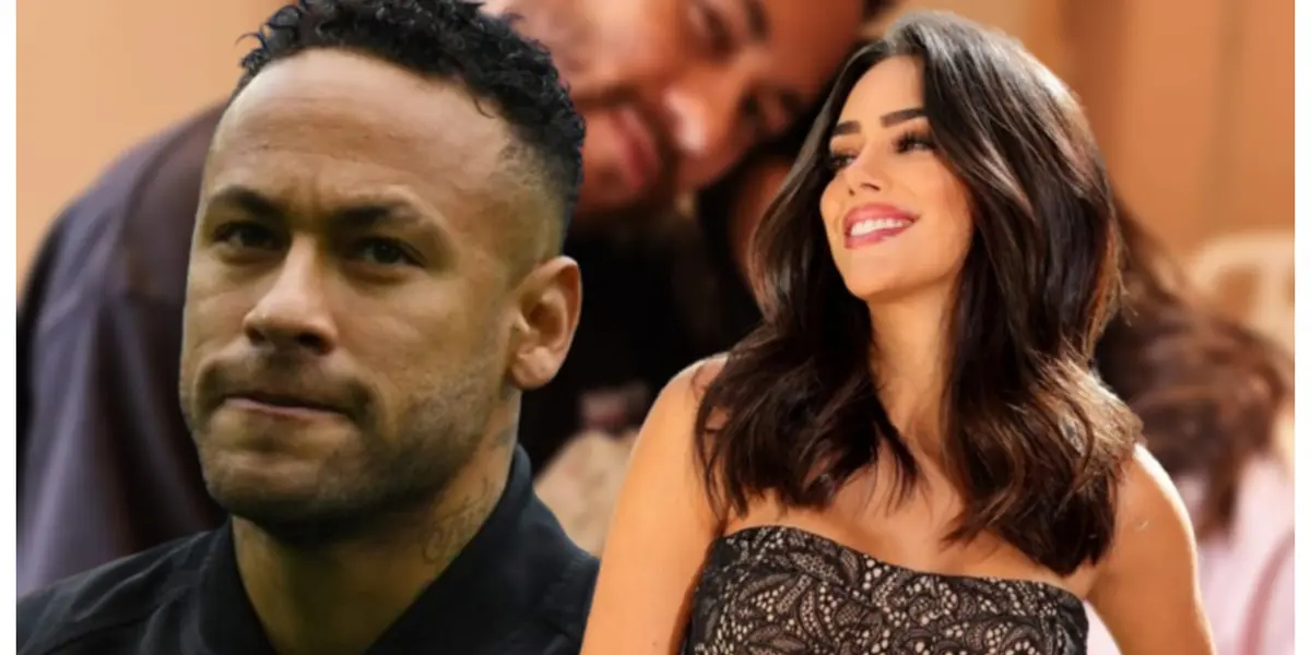 Neymar sério e Bruna Biancardi sorrindo