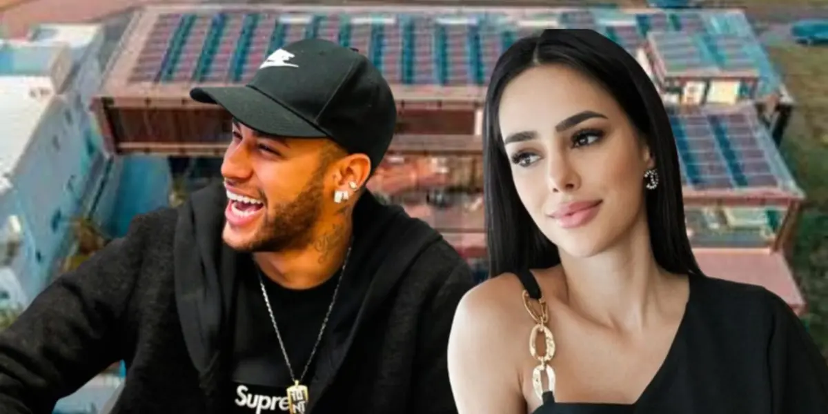 Neymar sorrindo e Bruna Biancardi séria