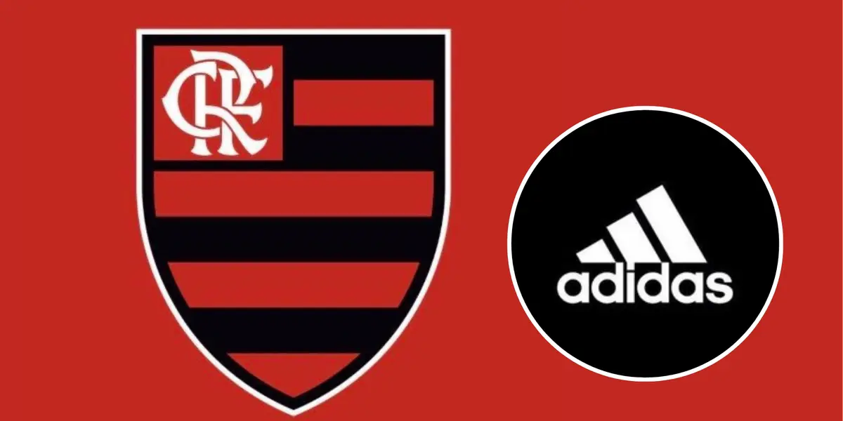 O escudo do Flamengo e ao lado o logo da Adidas