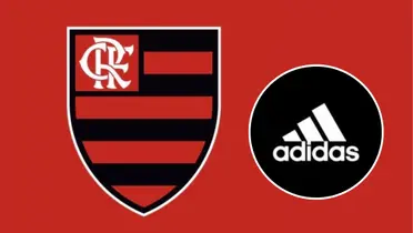 O escudo do Flamengo e ao lado o logo da Adidas