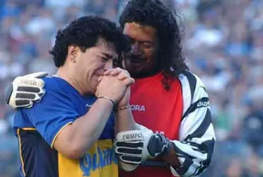 O exportador colombiano René Higuita a propõe como uma homenagem ao craque, falecido no dia 25 de novembro do ano passado em Buenos Aires