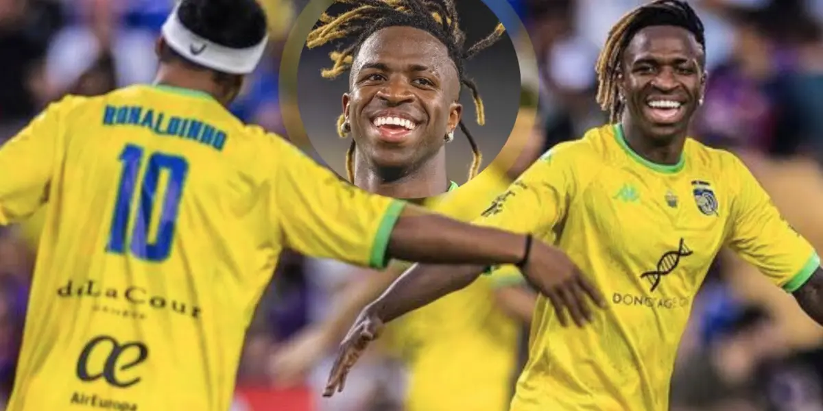 O pentacampeão Ronaldinho Gaúcho elogiou Vini Jr