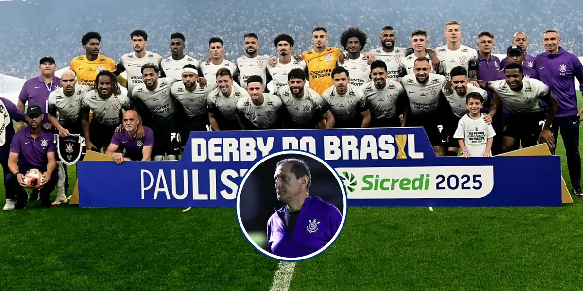 O que fazem com Ramón Diaz após vencer o título do Paulistão (Foto: Corinthians)