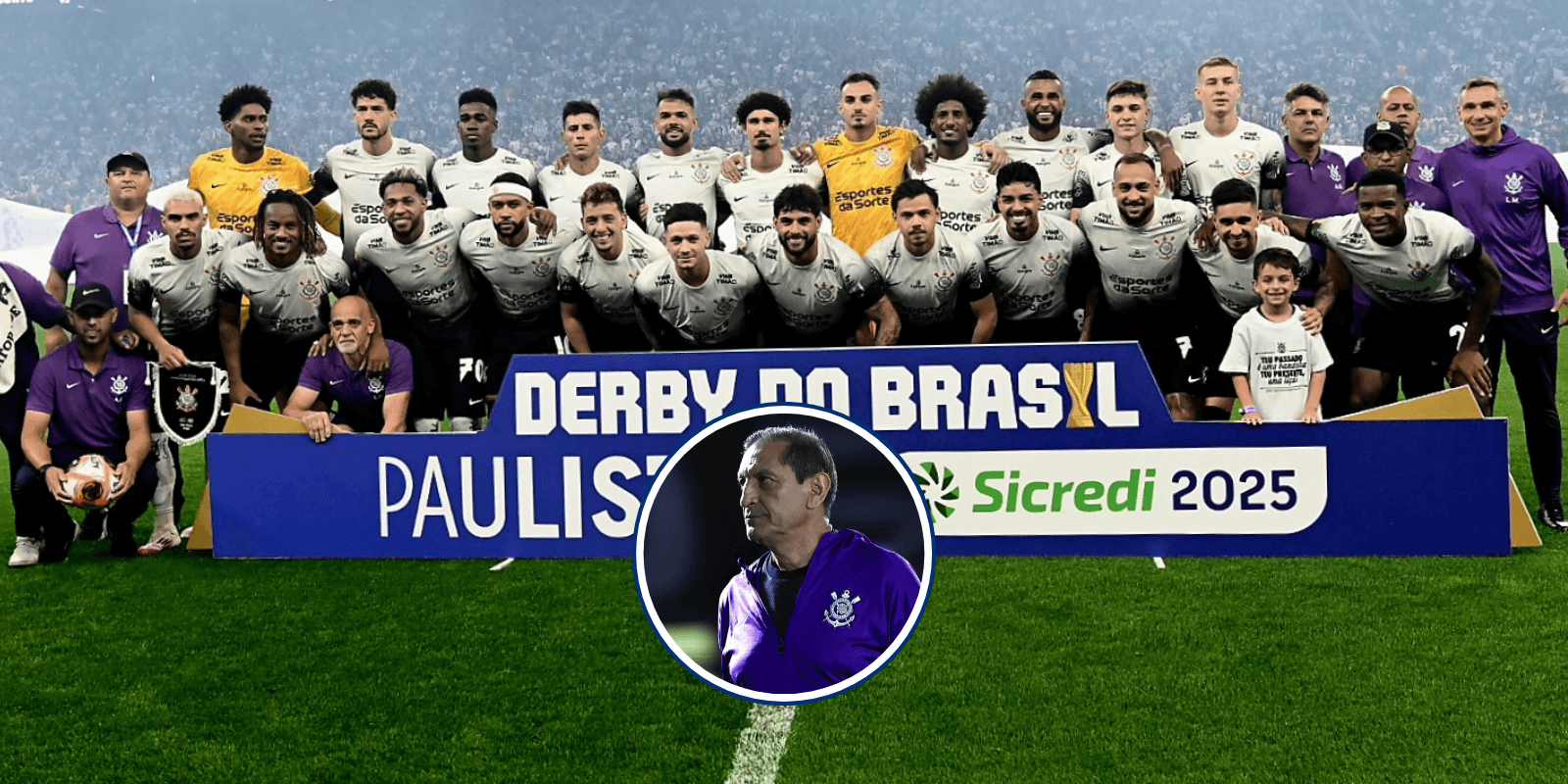O que fazem com Ramón Diaz após vencer o título do Paulistão (Foto: Corinthians)