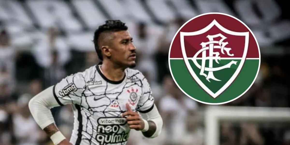 Paulinho e ao lado o escudo do Fluminense