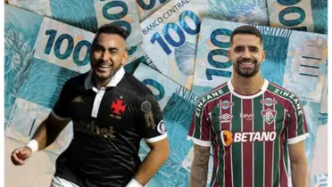 Payet com a camisa do Vasco e Renato Augusto com a camisa do Fluminense