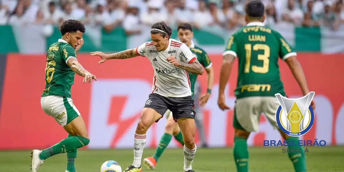 Pedro tenta se livrar da marcação do Palmeiras