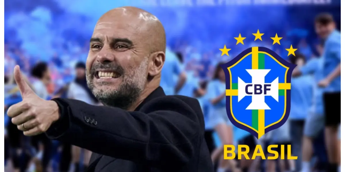 Pep Guardiola e o escudo da Seleção Brasileira