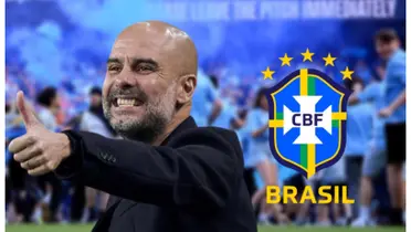 Pep Guardiola e o escudo da Seleção Brasileira
