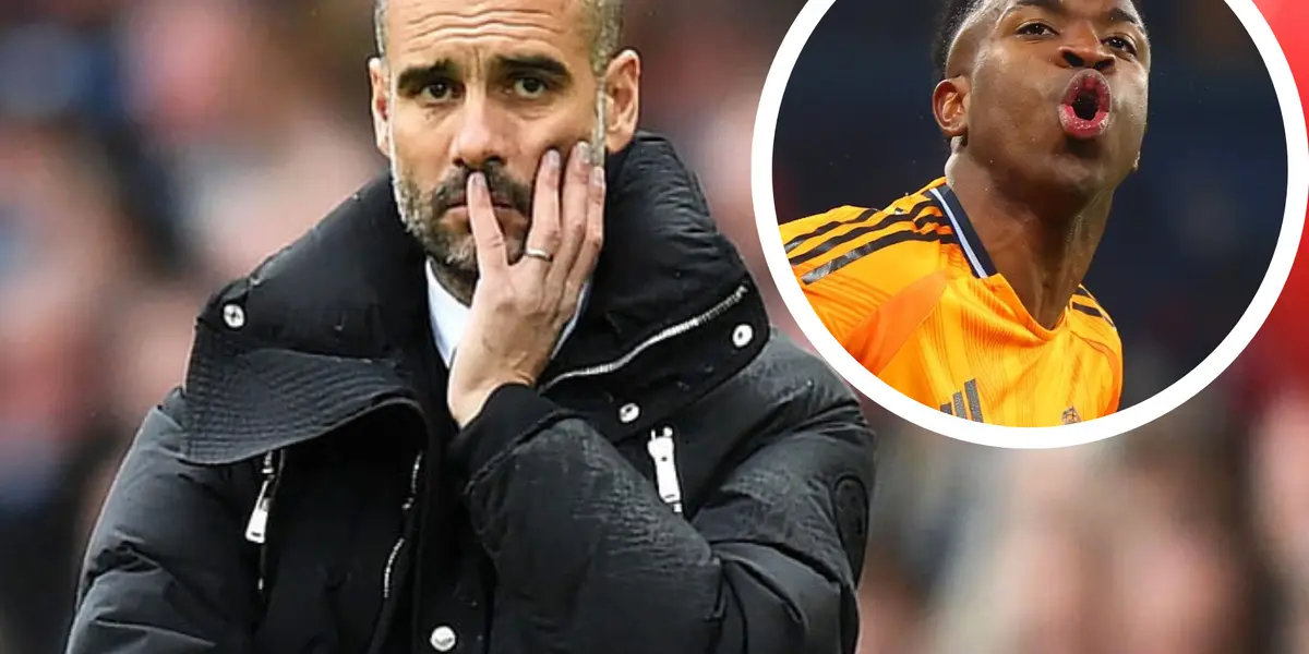 Pep Guardiola se rende aos encantos de Vini Jr (foto: Manchester City)
