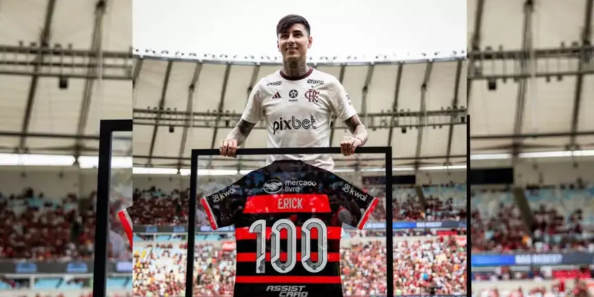 Pulgar foi homenageado pelos seus 100 jogos pelo Flamengo