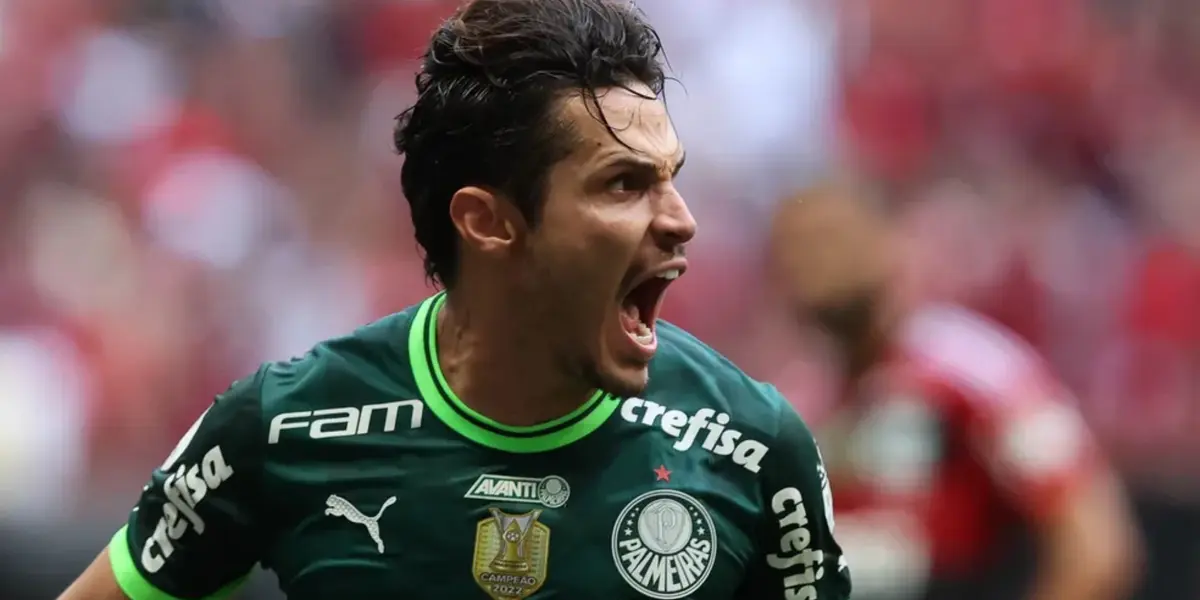 Raphael Veiga comemora gol do Palmeiras na final da Supercopa — Foto: Cesar Greco/Palmeiras