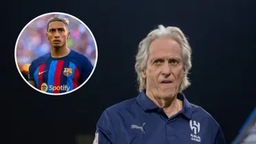 Raphinha pelo Barcelona ao lado de Jorge Jesus no comando técnico do Al-Hilal
