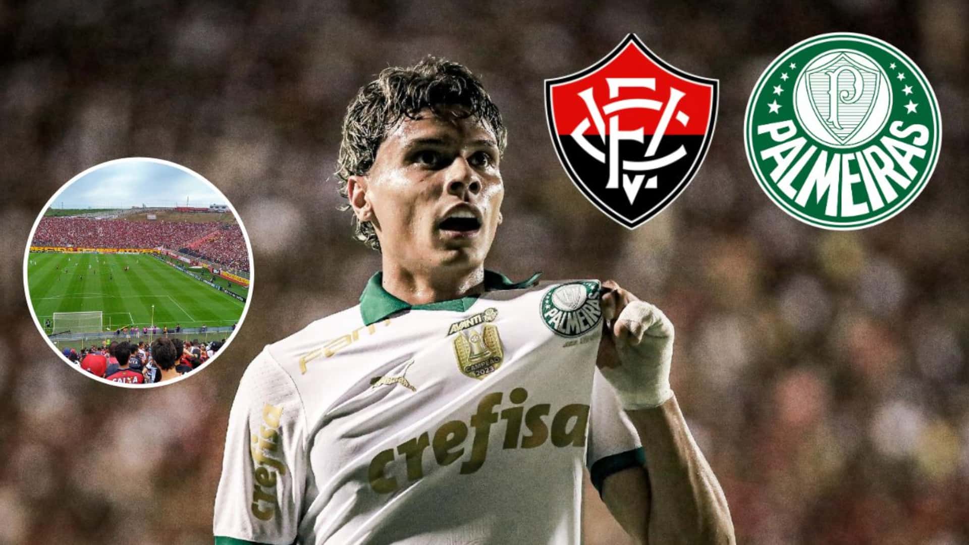 Richard Ríos comemorando pelo Palmeiras contra o Vitória