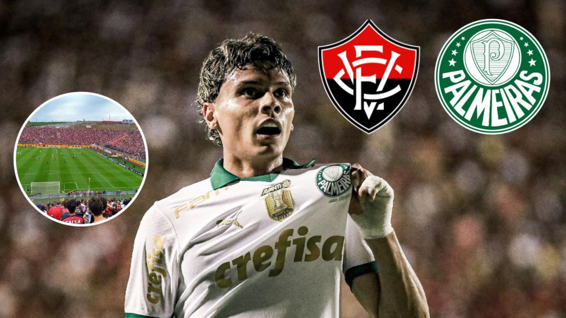 Richard Ríos comemorando pelo Palmeiras contra o Vitória