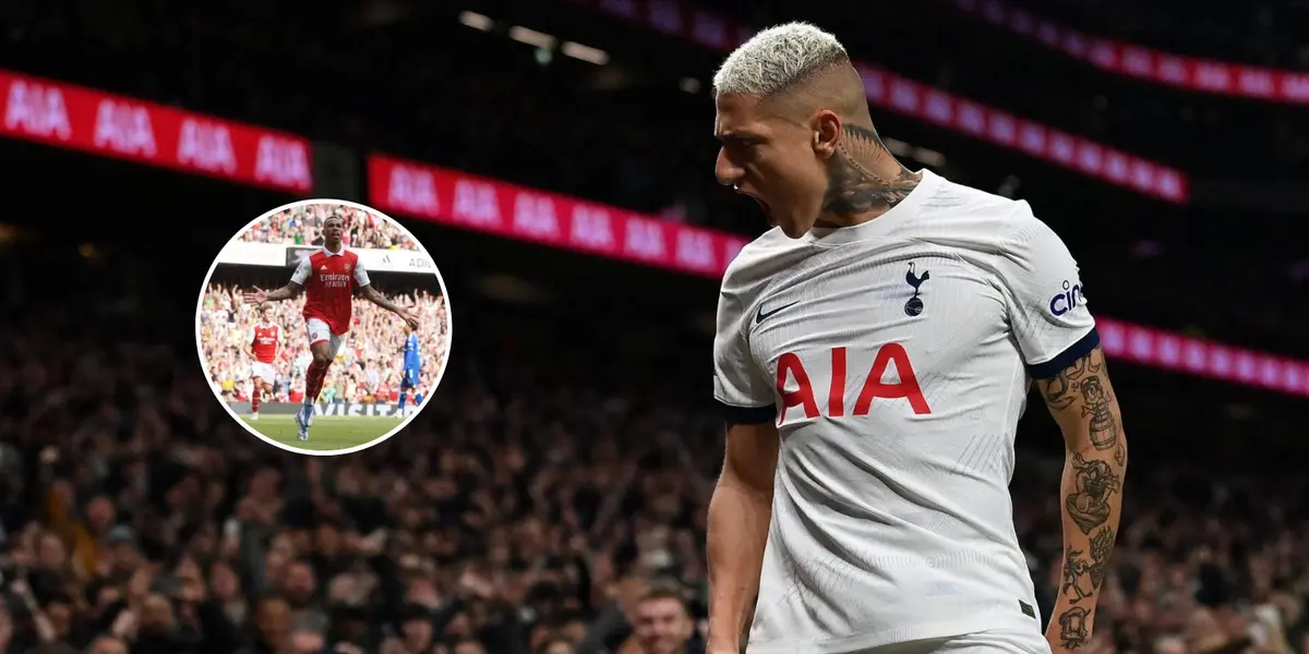 Richarlison comemora gol marcado pelo Tottenham