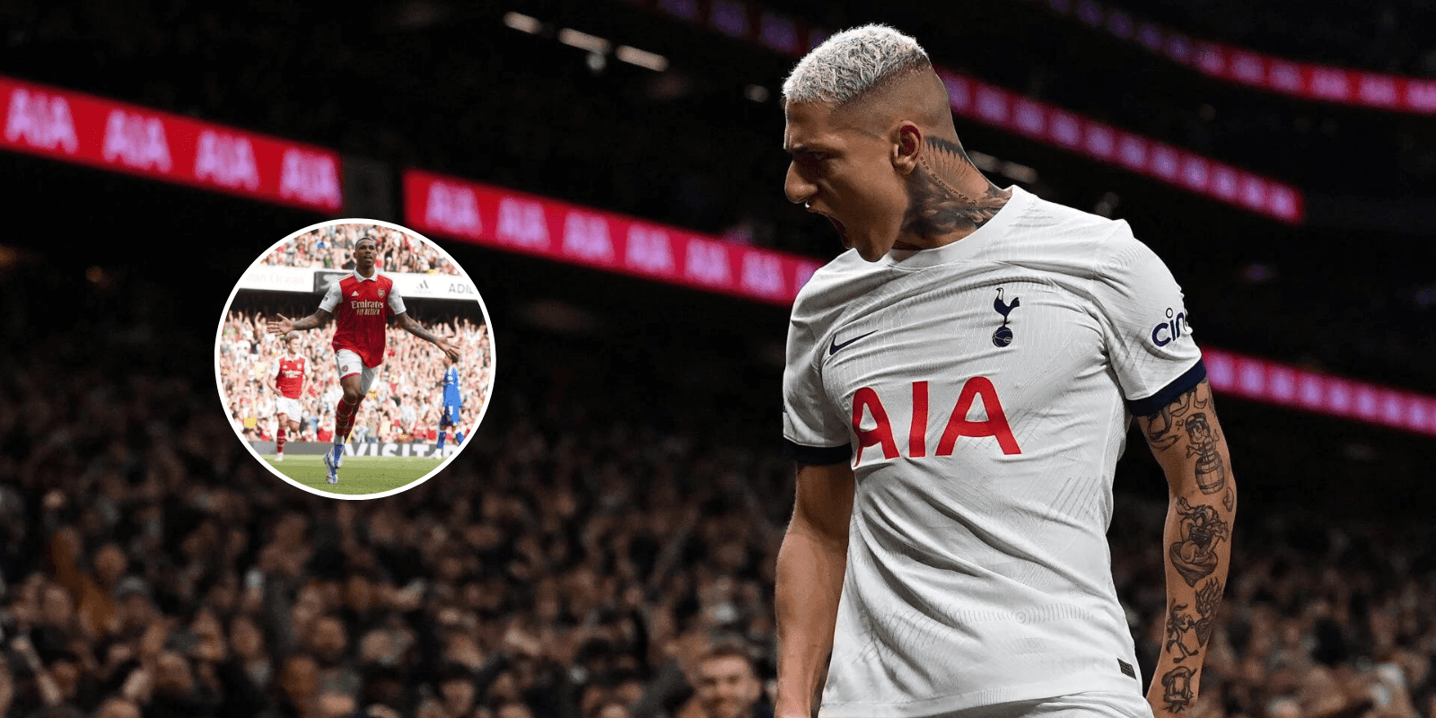 Richarlison comemora gol marcado pelo Tottenham