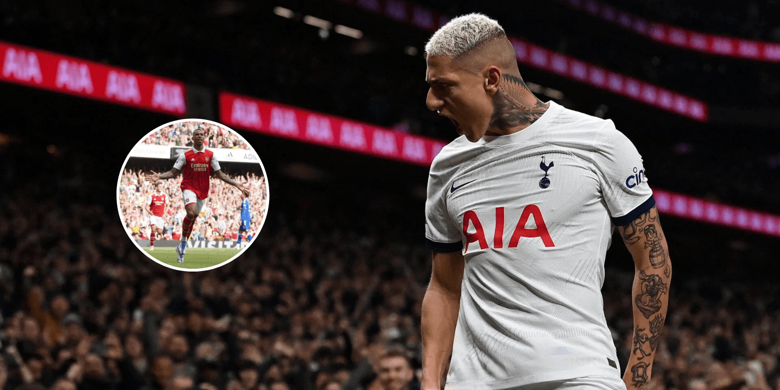 Richarlison comemora gol marcado pelo Tottenham