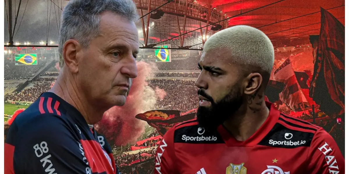 Rodolfo Landim e Gabigol com a camisa do Flamengo
